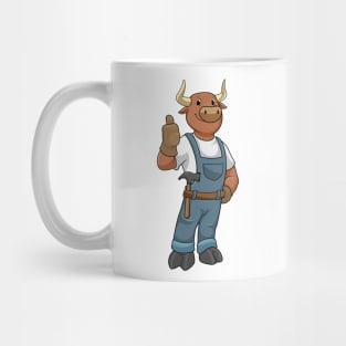 Bull as Handyman with Hammer Mug